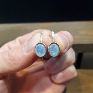 925 Sterling Silver Faux Opal Stones Handmade Dangle Earrings